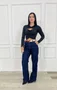 Calça Wide Leg Barra Tradicional Com Lenço 