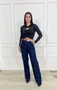 Calça Wide Leg Barra Tradicional Com Lenço 