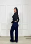 Calça Wide Leg Barra Tradicional Com Lenço 