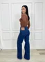 Calça Wide Leg Chapa Barriga Com Brilho Frontal