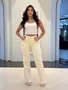 Calça Wide Leg Chapa Barriga Color Barra Tradicional 