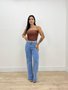 Calça Wide Leg Com Cinto E Barra Dobrada 