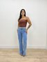 Calça Wide Leg Com Cinto E Barra Dobrada 