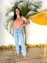 Calça Wide Leg  De Linho Bolso Faca 