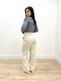 Calça Wide Leg De Linho Bolso Faca Barra Tradicional 
