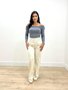 Calça Wide Leg De Linho Bolso Faca Barra Tradicional 