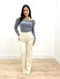 Calça Wide Leg De Linho Bolso Faca Barra Tradicional 