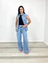 Calça Wide Leg Jeans 100% Barra Tradicional 