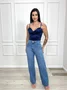 Calça Wide Leg Jeans 100% Barra Tradicional 