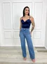 Calça Wide Leg Jeans 100% Barra Tradicional 