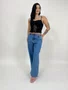 Calça Wide Leg Jeans 100% Com Cinto 