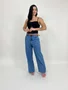 Calça Wide Leg Jeans 100% Com Cinto 