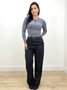 Calça Wide Leg Jeans 100% Com Cordao Na Cintura 