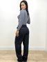 Calça Wide Leg Jeans 100% Com Cordao Na Cintura 