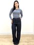 Calça Wide Leg Jeans 100% Com Cordao Na Cintura 