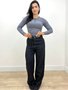 Calça Wide Leg Jeans 100% Com Cordao Na Cintura 