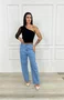 Calça Wide Leg Jeans Barra Tradicional Com Cinto 