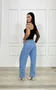 Calça Wide Leg Jeans Barra Tradicional Com Cinto 