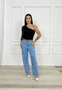 Calça Wide Leg Jeans Barra Tradicional Com Cinto 