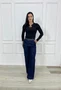 Calça Wide Leg Jeans Bolso Faca C/Cinto 