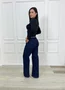 Calça Wide Leg Jeans Bolso Faca C/Cinto 