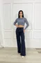 Calça Wide Leg Jeans Chapa Barriga Com Brilho  
