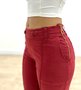 Calça Wide Leg Jeans Color Vermelha Com Zipper Lateral 