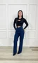 Calça Wide Leg Jeans Com Brilho Bolso faca 