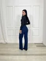 Calça Wide Leg Jeans Com Brilho Bolso faca 