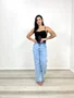 Calça Wide Leg Jeans Com Cinto Barra Tradicional               