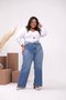 Calça Wide Leg Jeans Com Cinto E Barra Tradicional 