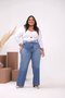 Calça Wide Leg Jeans Com Cinto E Barra Tradicional 