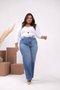Calça Wide Leg Jeans Com Cinto E Barra Tradicional 