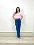 Calça Wide Leg Jeans Com Elastano E Cinto 