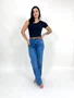 Calça Wide Leg Jeans Com Elastano E Cinto 