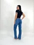 Calça Wide Leg Jeans Com Elastano E Cinto 