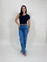 Calça Wide Leg Jeans Com Elastano E Cinto 