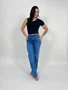 Calça Wide Leg Jeans Com Elastano E Cinto 