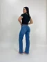 Calça Wide Leg Jeans Com Elastano E Cinto 
