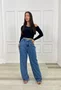Calça Wide Leg Jeans Com Elastico 