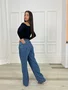 Calça Wide Leg Jeans Com Elastico 