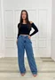 Calça Wide Leg Jeans Com Elastico 