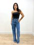 Calça Wide Leg Jeans Com Elastico Na Cintura 