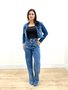 Calça Wide Leg Jeans Com Elastico Na Cintura 