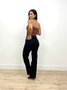 Calça Wide Leg Preta Com Cinto E Bolso Faca 