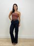 Calça Wide Leg Preta Com Cinto E Bolso Faca 