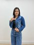 Jaqueta Curta Jeans Barra Desfiada 