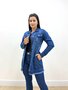 Jaqueta Jeans Alongada Com Barra Desfiada 