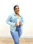 Jaqueta Jeans Claro Com Lixados Na Lateral 
