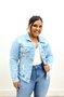 Jaqueta Jeans Claro Com Lixados Na Lateral 